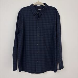 Duluth Trading Alaskan Hardgear Mens XL Regular Blue Black Wool Blend Button Up
